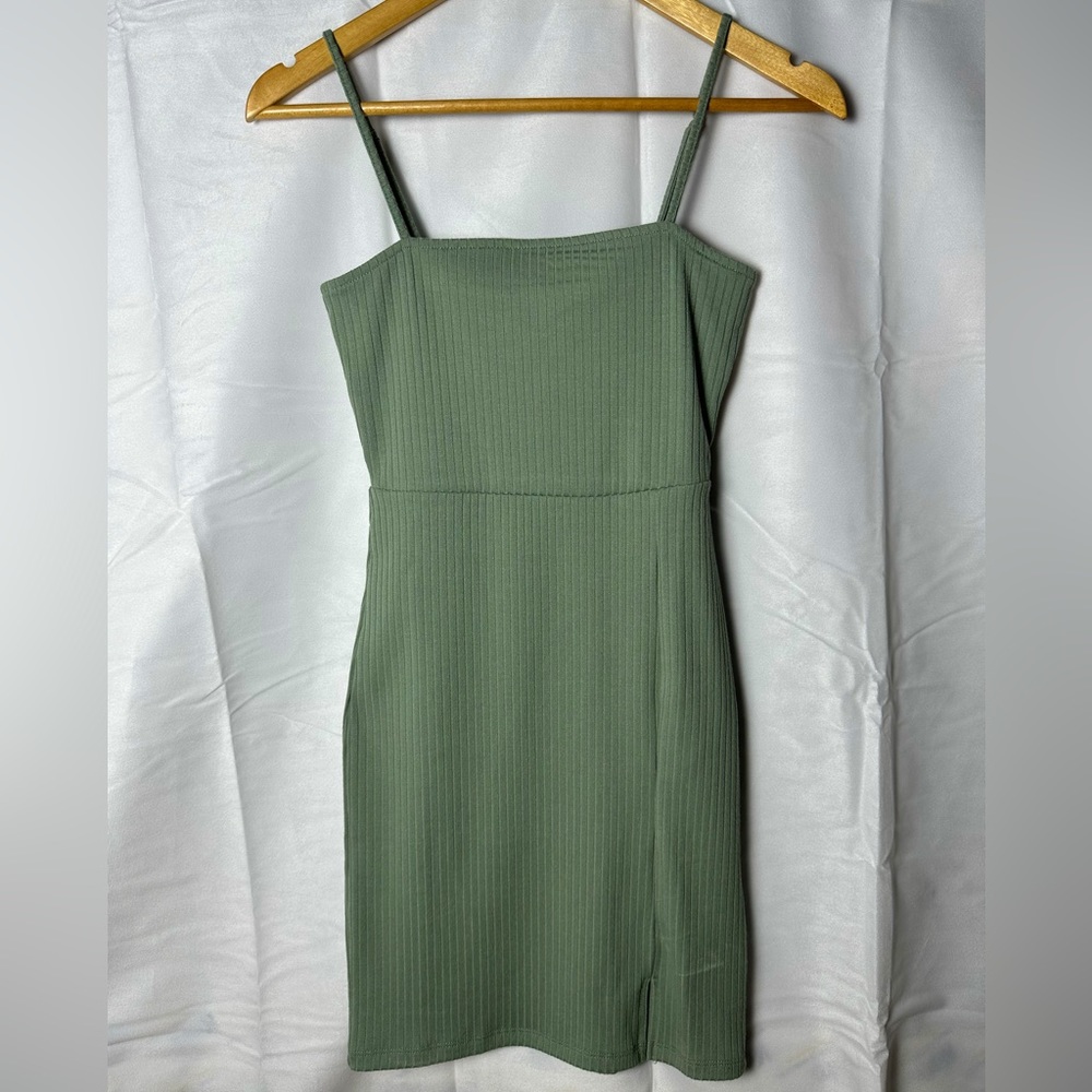 Forever 21 Sage Green Ribbed Body-Con Mini Dress